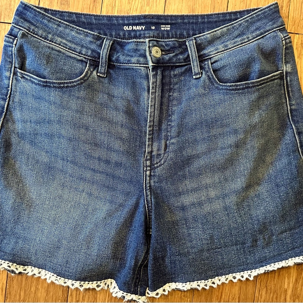 Hand embellished jean shorts